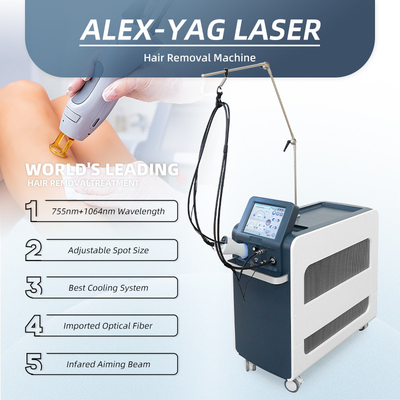 Pionowy 755nm Alex Laser włókno optyczne Hair Removal Długie puls Nd Yag Laser Hair Removal 1064nm
